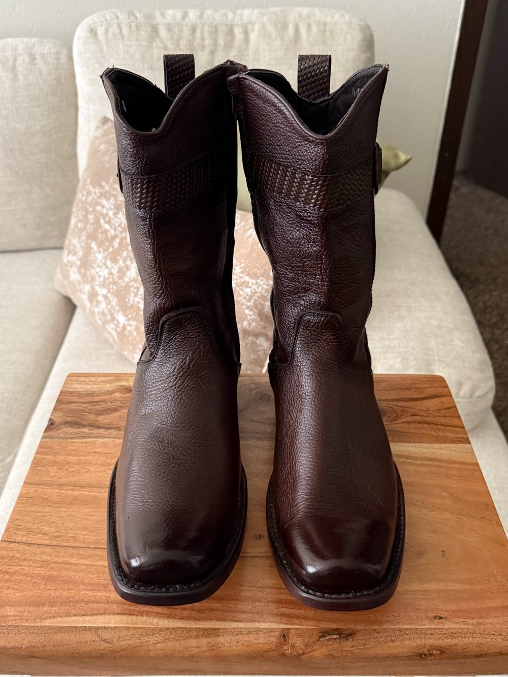 Genuine Deerskin Ankle Zipper Boots Brown Colorway Size 9.5E